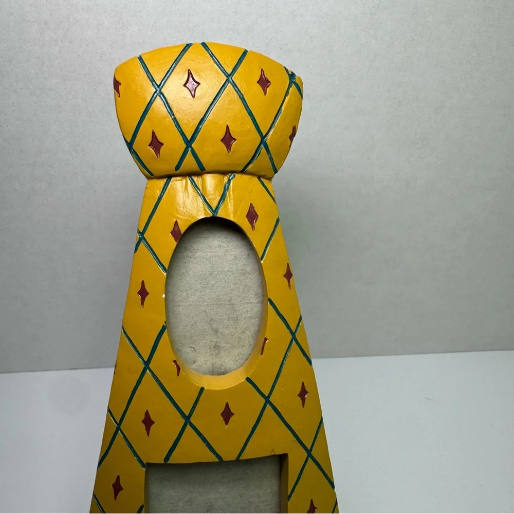 Cute Vintage Neck‎ Tie Wood Picture Frame Yellow Diamond Pattern With 2 Pictures